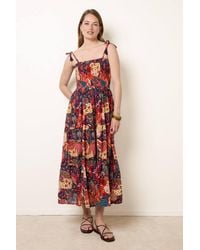 Blue Vanilla - Shirred Waist Sleeveless Slip On Square Maxi Dress - Lyst
