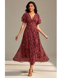 Jolie Moi - Layered Angel Sleeved Chiffon Maxi Dress - Lyst