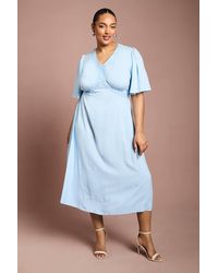 Dorothy Perkins - Plus Angel Sleeve Lace Trim Midi Dress - Lyst
