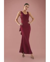 MissPap - Premium Satin Cowl Neck Fishtail Maxi Bridesmaid Dress - Lyst