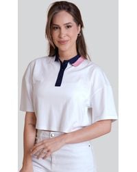 Enorsia - Twin Tipped Collar Cropped Polo Shirt - Lyst