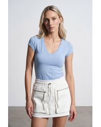Dilvin - Slim Fit V-Neck Jersey Blouse - Lyst