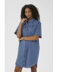 Kaffe - Kareece Denim Shirt Dress Knee Length - Lyst