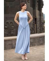 Enorsia - Frill Detail Sleeveless Jersey Maxi Dress - Lyst