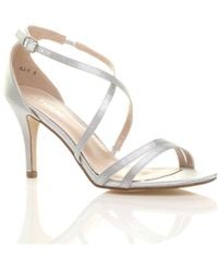 AJVANI - Mid Heel Crossed Straps Wedding Bridal Sandals - Lyst