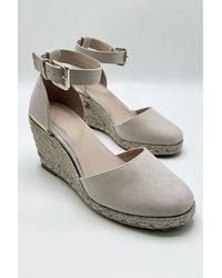 Miss Diva - Adara Round Toe Espadrille Wedges W/ Anklestrap & Buckle - Lyst