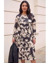 Roman - Curve Abstract Print Midi Dress - Lyst