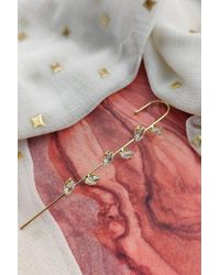 The Colourful Aura - Leaf Ear Wrap Crawler Ear Climber Zircon Earring - Lyst