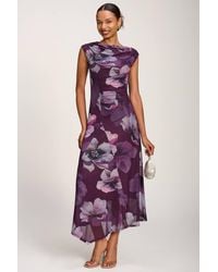 Jolie Moi - Asymmetric Draped Mesh Maxi Dress - Lyst