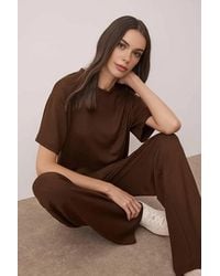 WOVCOR - 2-Piece Short Sleeve Crew Neck Relaxed Fit Stretch Knit Top Pants Set - Lyst