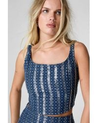 Nasty Gal - Sequin Denim Corset Top - Lyst