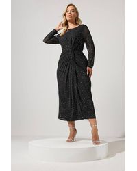 Yours - Metallic Knot Front Mesh Dress - Lyst