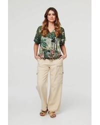 Izabel London - Tropical Print Short Sleeve Relaxed Top - Lyst