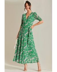 Jolie Moi - Daliyah Wrap Front Mesh Maxi Dress - Lyst