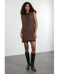 WOVCOR - Cowl Neck Sleeveless Textured Shift Mini Dress - Lyst