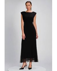 Jolie Moi - Lace Insert Mesh Maxi Dress - Lyst