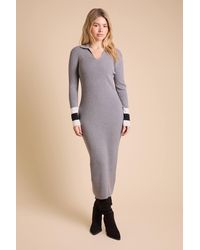 Dorothy Perkins - Polo Collar Knitted Midi Dress With Tipped Cuff Detailing - Lyst