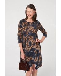Izabel London - Animal Print Hanky Hem Knee Length Dress - Lyst