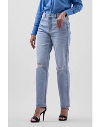 Enorsia - High Waisted Ripped Straight Fit Jeans - Lyst
