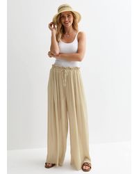 Gini London - Elasticated Waist Plisse Wide Led Trouser - Lyst