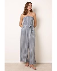 Blue Vanilla - Shirred Waist Sleeveless Bardot Jumpsuit - Lyst