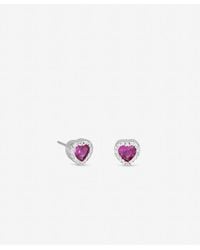 Jon Richard - Rhodium Plated & Heart Stud Earrings - Lyst