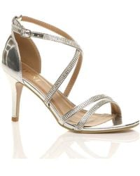 AJVANI - High Heel Crossed Straps Buckle Sandals - Lyst