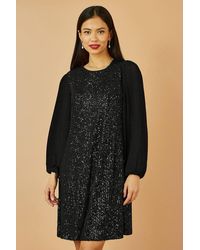 Yumi' - Velvet Sequin Tunic Dress W/ Long Pleated Sleeves - Lyst