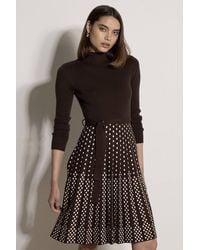 Apricot - Ribbed Knit Polka Dot Mini Dress - Lyst