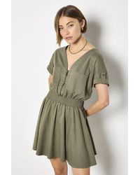 Apricot - Zip Detail Cotton Blend Mini Dress - Lyst