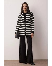 WOVCOR - Striped Button Front Knit Top & Wide Leg Trouser Co-Ord Set - Lyst