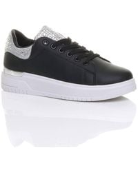 AJVANI - Flat Heel Diamante Sparkly Trainers - Lyst
