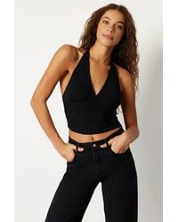 WOVCOR - Halter Neck Ruched Side Crop Top - Lyst