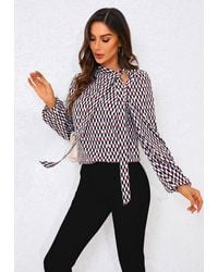 FS Collection - Geo Print Side Tie Blouse Top - Lyst