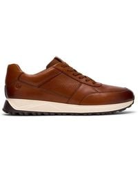 Clarks - Radwell Tie Tan Leather Trainers, Lace Up - Lyst