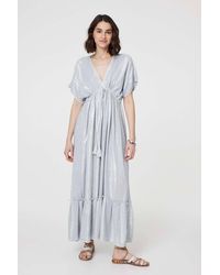 Izabel London - Dotty Empire Waist Kimono Maxi Dress - Lyst