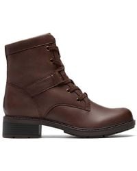 Clarks - Hearth Parker Leather Ankle Boots, Lace Up - Lyst