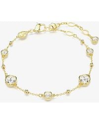 Swarovski - Imber Tone Plated Round Cut Crystal Chain Bracelet 5680094 - Lyst