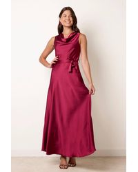 Blue Vanilla - Sleeveless Belted Cowl Neck Maxi Dress - Lyst