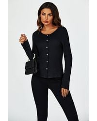 FS Collection - Button Down Ruched Stretch Long Sleeves Top - Lyst