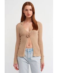 Dilvin - Slim-Fit Ribbed Knit Polo Blouse - Lyst