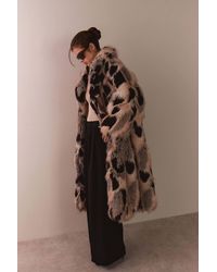 Warehouse - Premium Plush Patchwork Faux Fur Oversized Coat - Lyst
