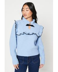 Oasis - Petite Frill Bow Detail Jumper - Lyst