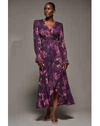 Jolie Moi - Long Sleeve Frill Hem Mesh Maxi Dress - Lyst