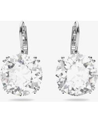 Swarovski - Ladies Millenia Clear Round Cut Dropper Earrings 5628351 - Lyst