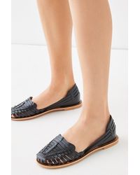 Oasis - Leather Woven Flat Sandals - Lyst