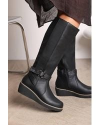 Where's That From - 'Regina' Wide Fit Faux Leather Knee High Wedge Boots - Lyst