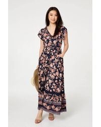 Izabel London - Lace Trim Tiered Cap Sleeve Maxi Dress - Lyst