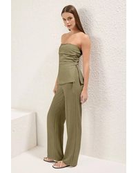 WOVCOR - Strapless Linen Blend Wide Leg Trouser Co-Ord Set - Lyst