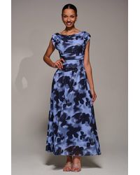 Jolie Moi - Asymmetric Draped Mesh Maxi Dress - Lyst